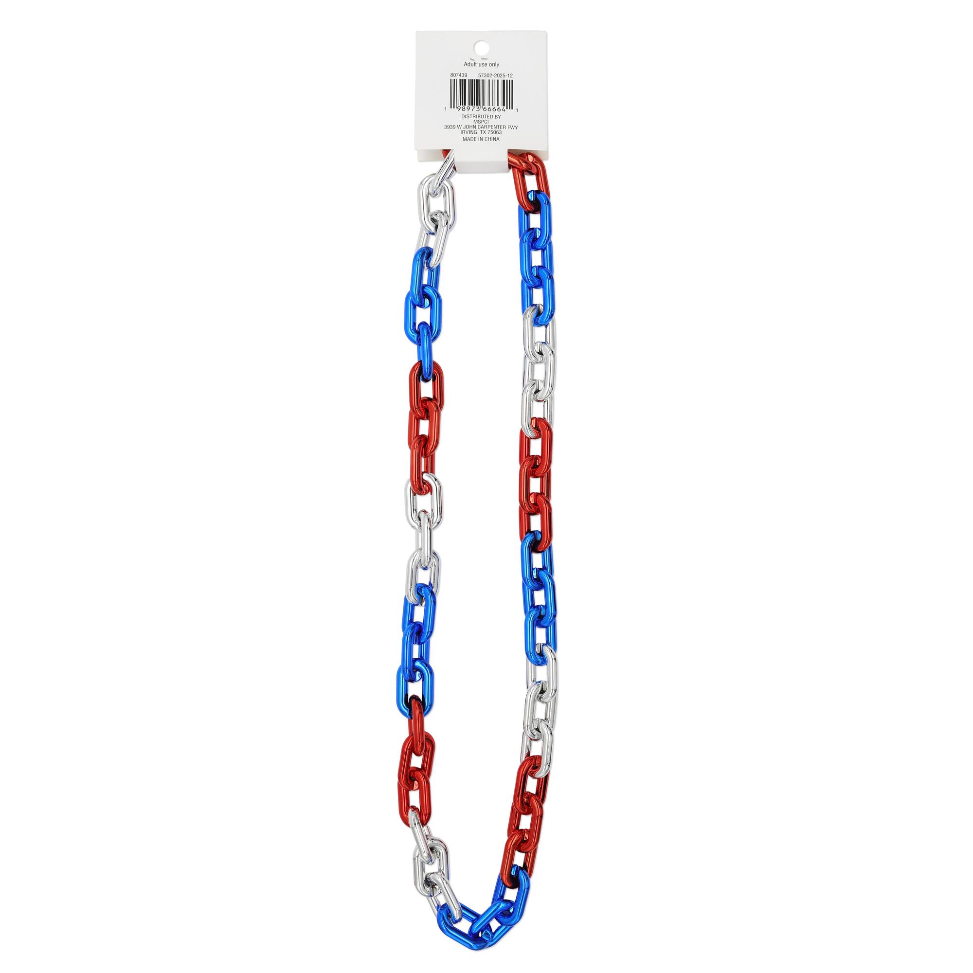 Red, Silver & Blue Plastic Chain Necklace by Celebrate It™
